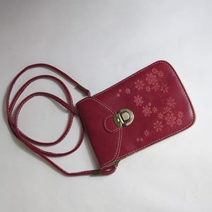 Leather crossbody bag NEW maroon 7"x4.75"